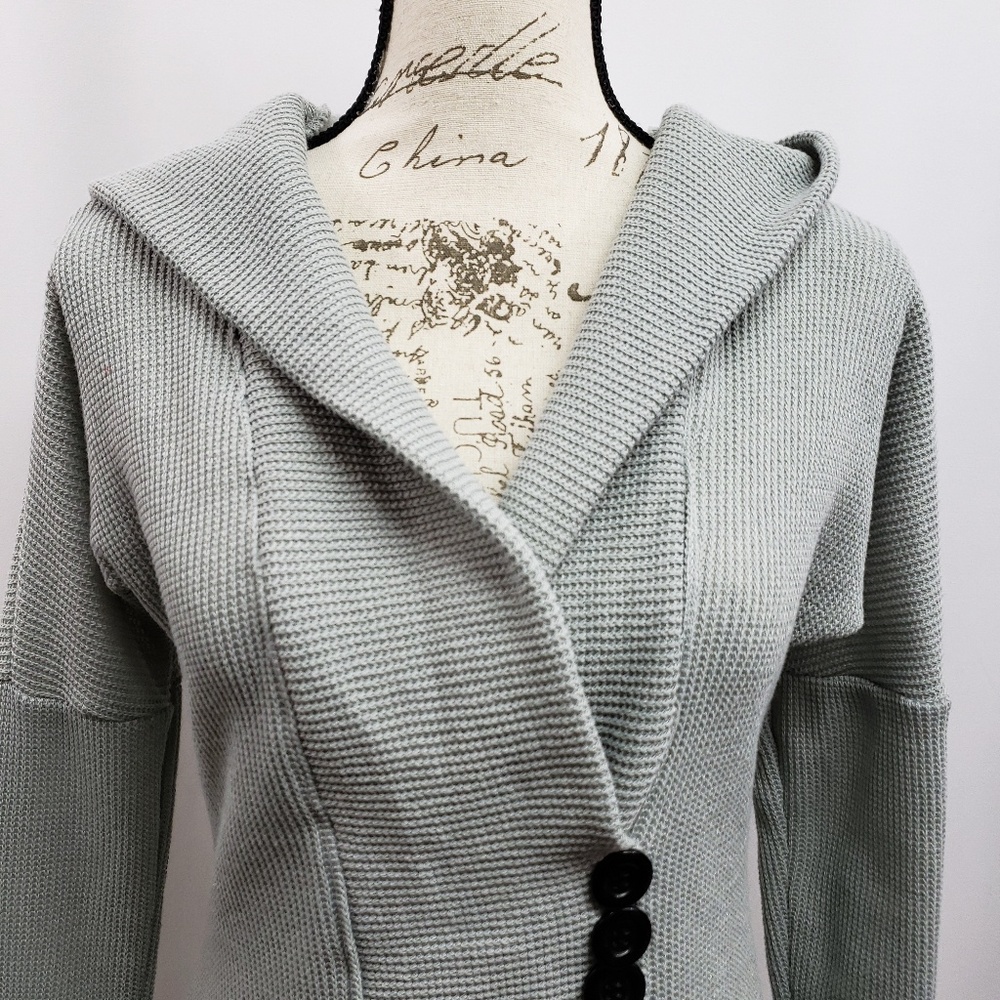 Allegra K V-Neck Waffle Knit Fleece Lined Top Sm - Picture 3 of 8
